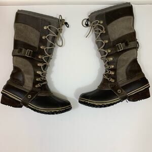 SOREL Conquest Carly Womens 6.5 Tall Winter Waterproof Boots NL2033-208 Brown